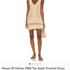 House of Harlow 1960 Beige Crochet Mini Dress